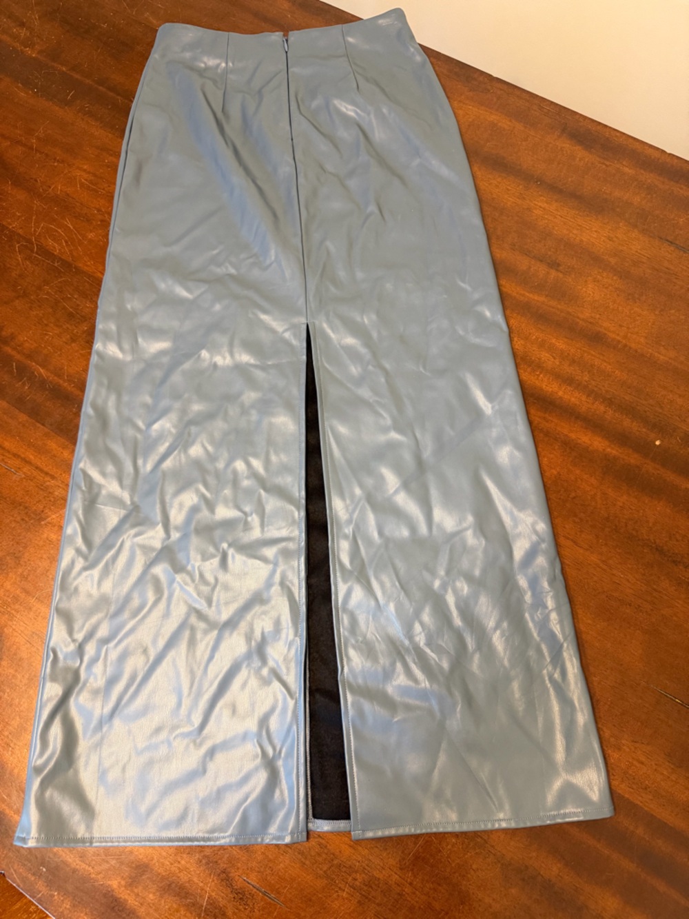 Anthropologie Faux Leather Maxi Skirt in Steel Blue - Picture 6 of 6